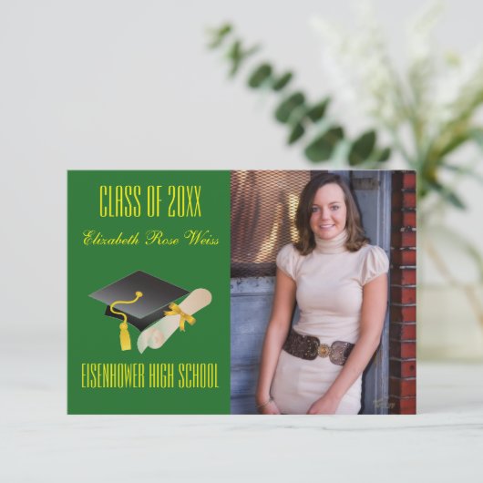 Abschluss-Mitteilung - Kappe 3x5 u. Diplom Einladung (Stehend Vorderseite)