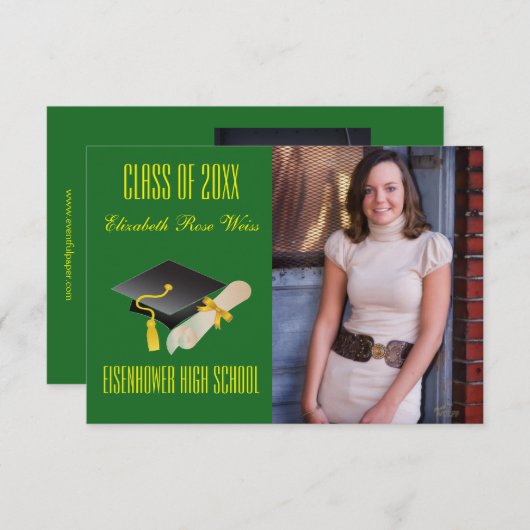 Abschluss-Mitteilung - Kappe 3x5 u. Diplom Einladung (Vorne/Hinten)