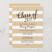 Abschluss-Mitteilung - Taupe-und GoldGlitzer Einladung (Vorne/Hinten)