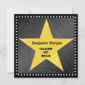 Abschluss-Mitteilunghollywood-Stern-Gelb Einladung (Rückseite)