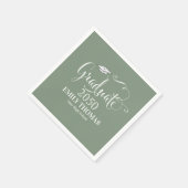 Abschluss Modern Minimalistisch Mortarboard Green Serviette (Ecke)