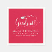 Abschluss Modern Mortarboard Script Crimson Red Serviette (Vorderseite)