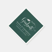 Abschluss Modern Mortarboard Script dunkelgrün Serviette (Ecke)