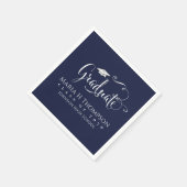 Abschluss Modern Mortarboard Script Navy Blue Serviette (Ecke)