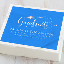 Abschluss Modern Mortarboard Script Simple Blue