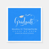 Abschluss Modern Mortarboard Script Simple Blue Serviette (Vorderseite)