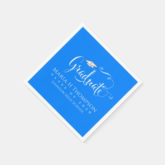 Abschluss Modern Mortarboard Script Simple Blue Serviette (Ecke)