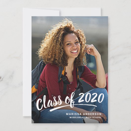 Abschluss Modern Pinselschrift 2+Sided Party 2020 Einladung (Vorderseite)