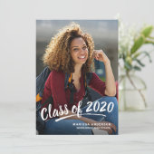 Abschluss Modern Pinselschrift 2+Sided Party 2020 Einladung (Stehend Vorderseite)