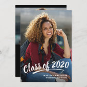 Abschluss Modern Pinselschrift 2+Sided Party 2020 Einladung (Vorne/Hinten)