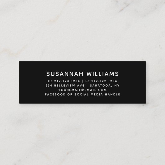 Abschluss | Modern Script Black Card Telefonnummerkarte (Rückseite)