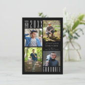 Abschluss Modern Sleek Vier Fotos Schwarz Ankündigung (Stehend Vorderseite)