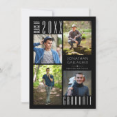 Abschluss Modern Sleek Vier Fotos Schwarz Ankündigung (Vorderseite)