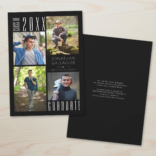 Abschluss Modern Sleek Vier Fotos Schwarz Ankündigung