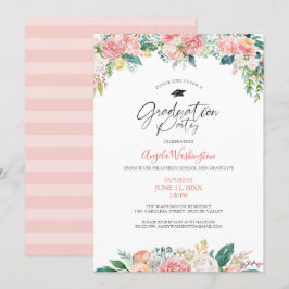 Abschluss Moderne Aquarellfarben Blush Blumenschri Einladung