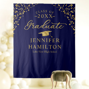 Abschluss Moderne Blau Gold Abschluss Hintergrund Wandteppich