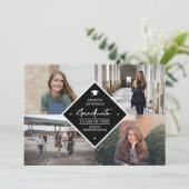 Abschluss moderne elegante Drehbuch 4 Foto Collage Ankündigung (Stehend Vorderseite)