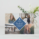 Abschluss moderne elegante Drehbuch 4 Foto Collage Ankündigung (Stehend Vorderseite)