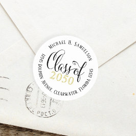 Abschluss Moderne, elegante Skriptklasse Gold Runder Aufkleber