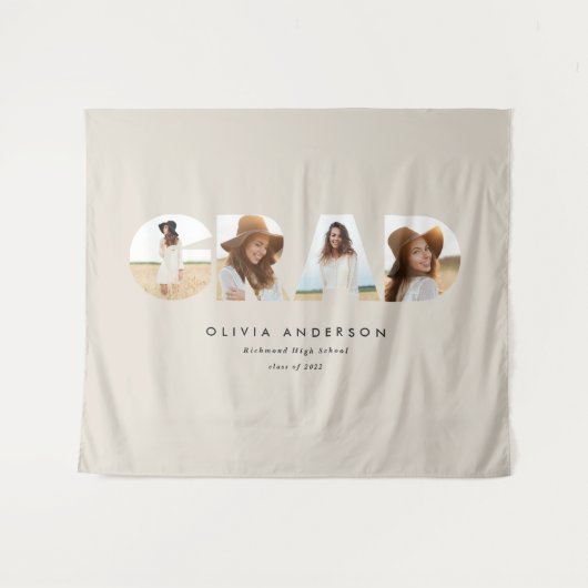 Abschluss Moderne, elegante Typografie, MultiFoto Wandteppich (Vorderseite (Horizontal))