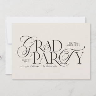Abschluss moderne elegante Typografie schwarz & we Einladung
