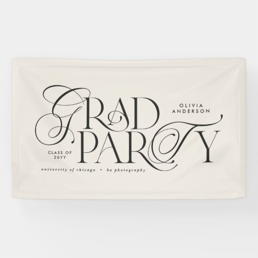 Abschluss Moderne, elegante Typografie schwarz-wei Banner (Horizontal)