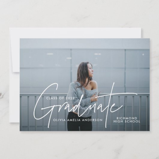 Abschluss Moderne Foto-Schrift Typografie elegant Einladung (Vorderseite)