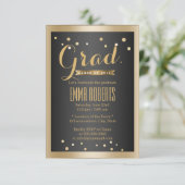 Abschluss Moderne Goldgrenzpunkte Einladung (Stehend Vorderseite)