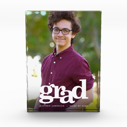 Abschluss Moderne, kühne Typografie Custom Keepake Fotoblock (Vorderseite)