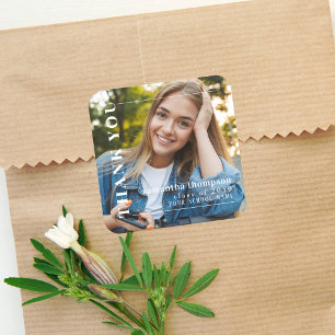 Abschluss Moderne Minimalistische Dankeschön Gunst Quadratischer Aufkleber