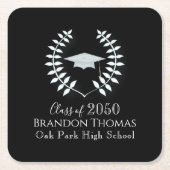 Abschluss Moderne Mortarboard Classic Basic Black Rechteckiger Pappuntersetzer (Vorderseite)