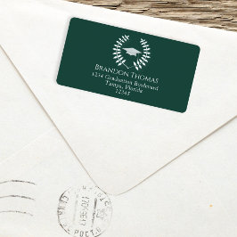 Abschluss Moderne Mortarboard Classic Dunkelgrün Adressaufkleber