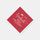 Abschluss Moderne Mortarboard Minimalistisch Red Serviette (Ecke)