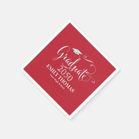 Abschluss Moderne Mortarboard Minimalistisch Red Serviette (Ecke)