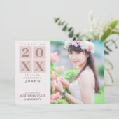 Abschluss | Moderne Quadrate Rosa Blush Foto Einladung (Stehend Vorderseite)