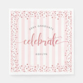 Abschluss moderne Rose Gold Glitzer Skript-Papier Serviette (Vorderseite)