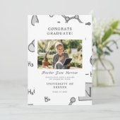 Abschluss moderner chemischer Hintergrundelemente Einladung (Stehend Vorderseite)