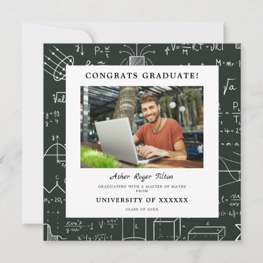 Abschluss moderner mathematischer Hintergrundeleme Einladung (Vorderseite)