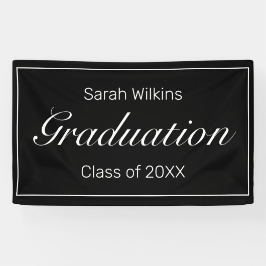 Abschluss Moderner Minimalistischer Schwarz-weiß Banner (Horizontal)
