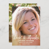 Abschluss Modernes Drehbuch Rustikale Rose Foto Dankeskarte (Vorne/Hinten)