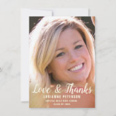 Abschluss Modernes Drehbuch Rustikale Rose Foto Dankeskarte (Vorderseite)