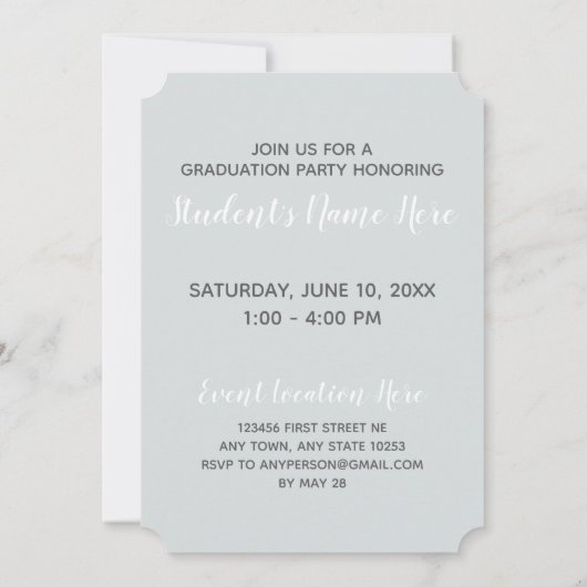 Abschluss Modernes, einfaches Design Einladung (Rückseite)