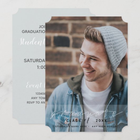 Abschluss Modernes, einfaches Design Einladung (Vorne/Hinten)