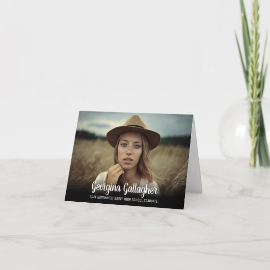 Abschluss Modernes, feines Foto | Grad Name Script Ankündigung (Vorderseite)