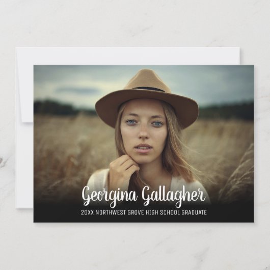 Abschluss Modernes, feines Foto | Grad Name Script Ankündigung (Vorderseite)