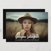 Abschluss Modernes, feines Foto | Grad Name Script Ankündigung (Vorne/Hinten)