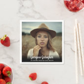 Abschluss Modernes, feines Foto | Grad Name Script Serviette (Beispiel)