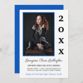 Abschluss Modernes Foto Einfach Grad Jahr Blau Ankündigung (Vorne/Hinten)