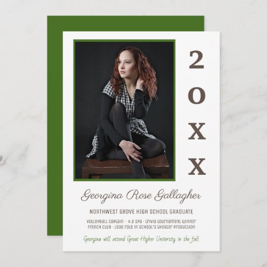 Abschluss Modernes Foto Einfaches Grünes Jahr Ankündigung (Vorne/Hinten)