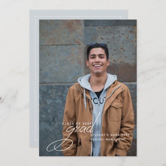 Abschluss Modernes Foto Einladung (Vorne/Hinten)